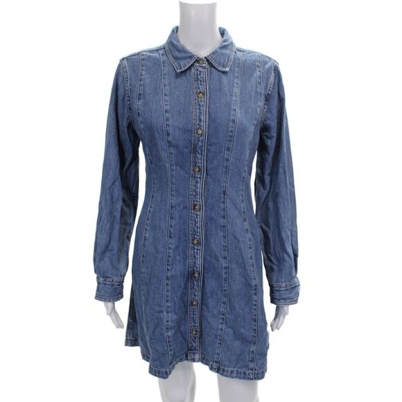 Madewell Dresses & Skirts - Madewell Womens Shirt Dress Blue Collared Long Sleeve Button Size 6
